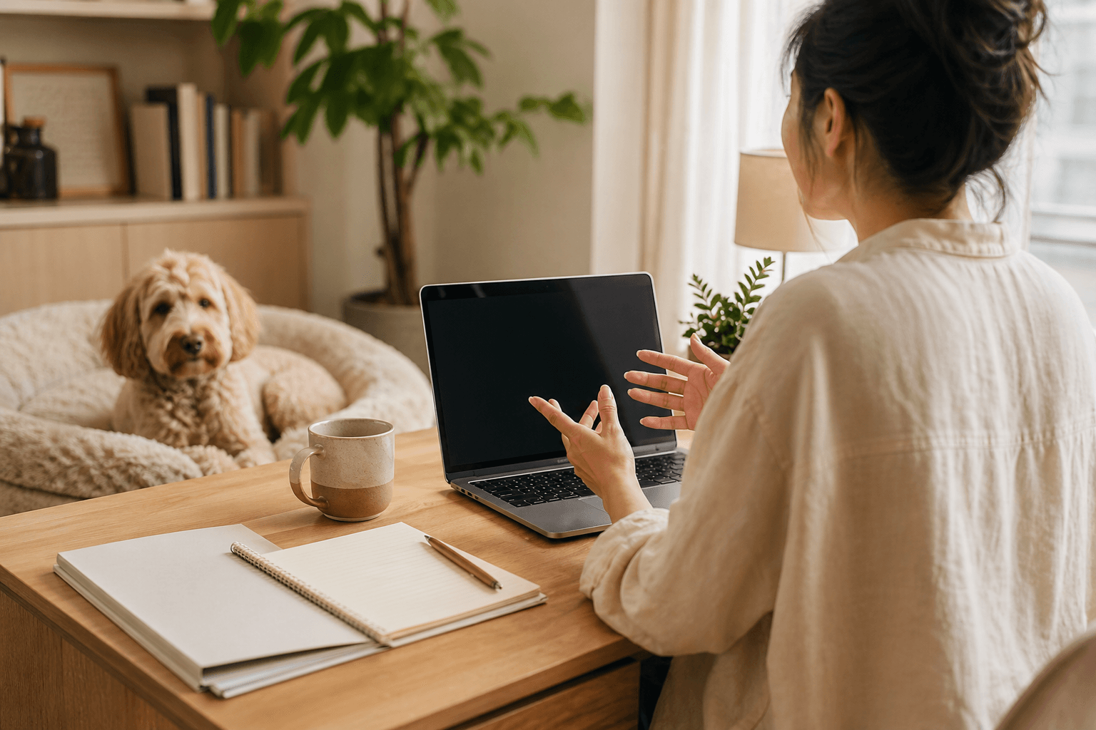 Telehealth workspace representing a clinical evaluation setting